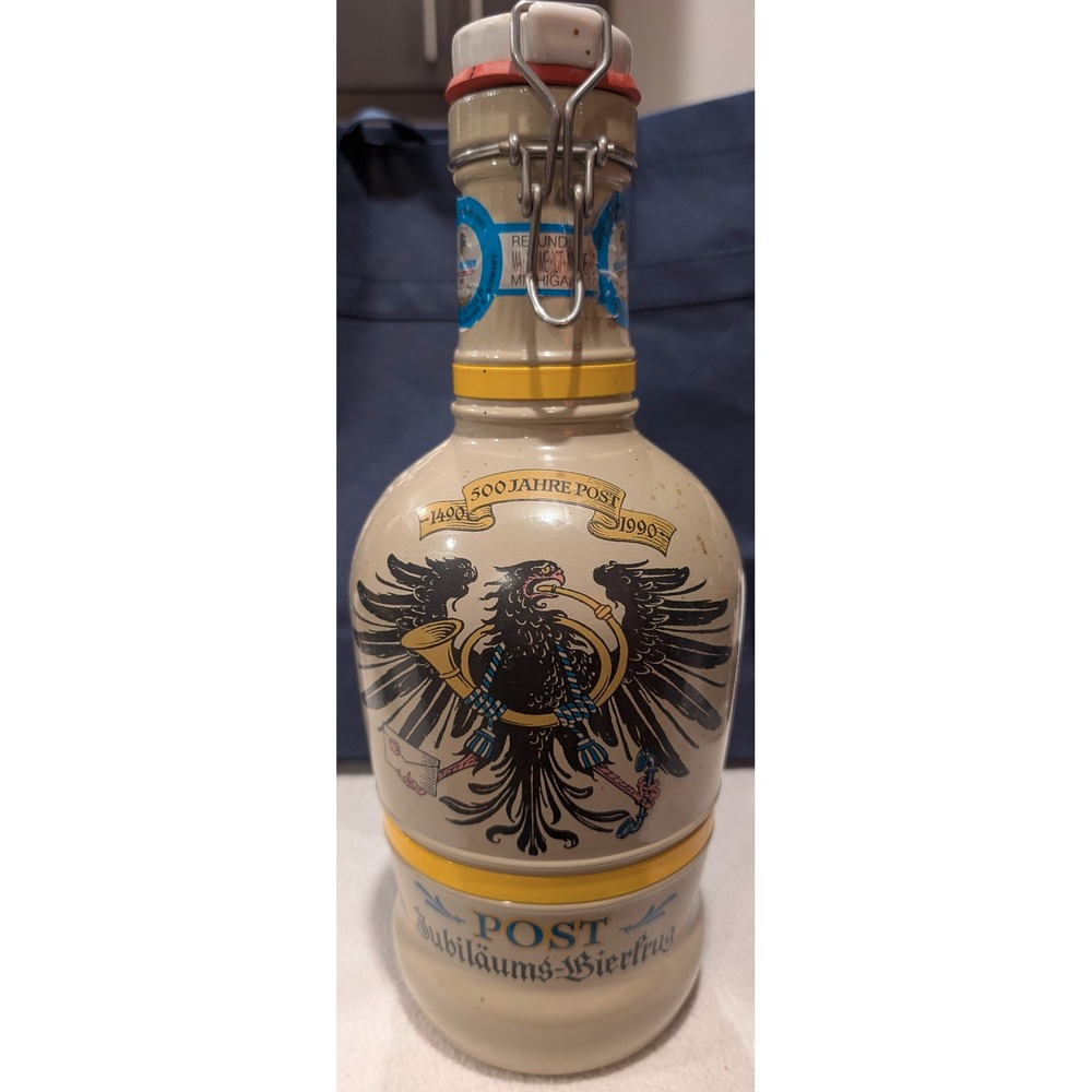 Vintage German Beer Stein Jug 1990 Post Jubiläums Swing Top Barware